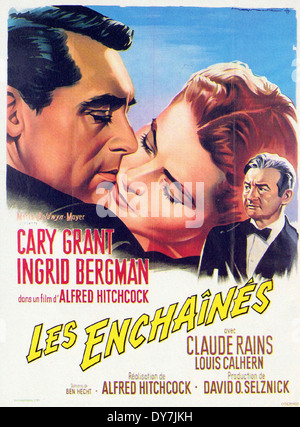 - Célèbre affiche de film français ( Les enchainés )- Réalisé par Alfred Hitchcock - RKO - 1946 Banque D'Images