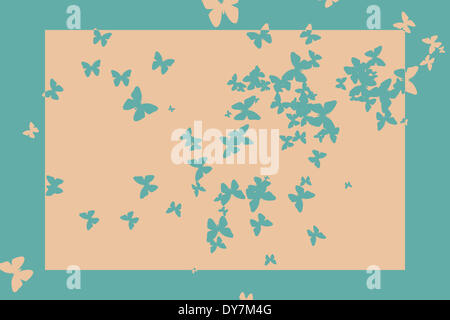 Stencil butterfly pattern design en beige et bleu Banque D'Images