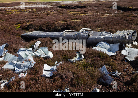 Débris d'une F.A.W Gloster Javelin Mk.5 XA662 qui s'est écrasé à Apedale près de Castle Bolton Wensleydale North Yorkshire UK Banque D'Images