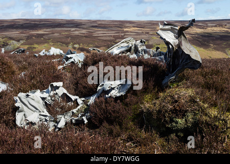 Débris d'une F.A.W Gloster Javelin Mk.5 XA662 qui s'est écrasé à Apedale près de Castle Bolton Wensleydale North Yorkshire UK Banque D'Images