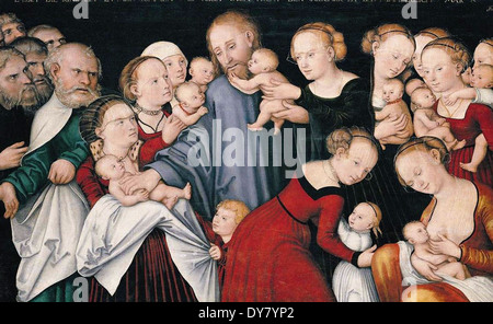 Lucas Cranach le jeune le Christ bénissant les enfants Banque D'Images