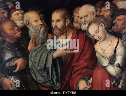 Lucas Cranach II Le Christ et la femme adultère Banque D'Images