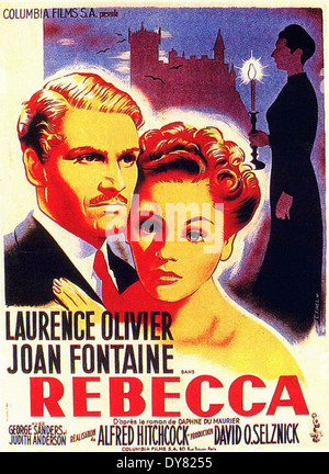 Rebecca - Affiche - film français réalisé par Alfred Hitchcock - United Artists - 1940 Banque D'Images