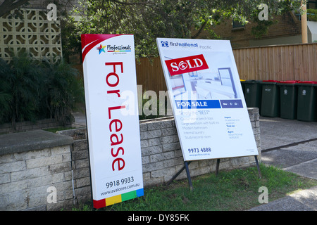 Propriété en vente/location/vendus dans Avalon sur la plages du nord de Sydney, Australie Banque D'Images