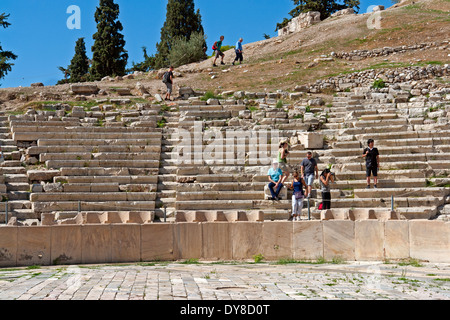 Théâtre de Dionysos Eleuthereus sur le slops de l'Acropole, Athènes, Grèce Banque D'Images