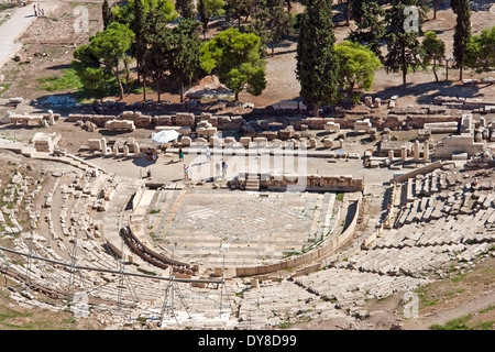 Théâtre de Dionysos Eleuthereus sur le slops de l'Acropole, Athènes, Grèce Banque D'Images