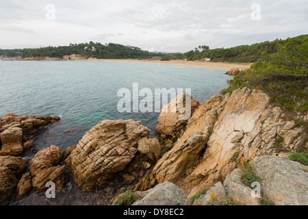 Es Castell (Palamós) naturel préservé, l'un des rares intact à Costa Brava, Espagne Banque D'Images