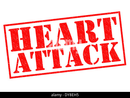 Crise cardiaque de tampon en caoutchouc rouge sur un fond blanc. Banque D'Images