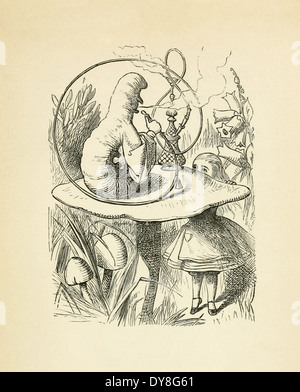 John Tenniel (1820-1914) illustration de 'Alice au pays des merveilles de Lewis Carroll d'abord publié en 1865. Rencontre la chenille Banque D'Images