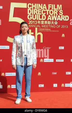 Beijing, Chine. 10 avr, 2014. Singer Huo Zoun prend part à la conférence annuelle 2013 de l'éloge de la China Film Directors Guild à Beijing, capitale de Chine, le 9 avril 2014. © Xinhua/Alamy Live News Banque D'Images