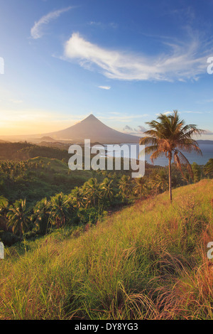 Aux Philippines, dans le sud-est de Luzon, Bicol, volcan Mayon Banque D'Images