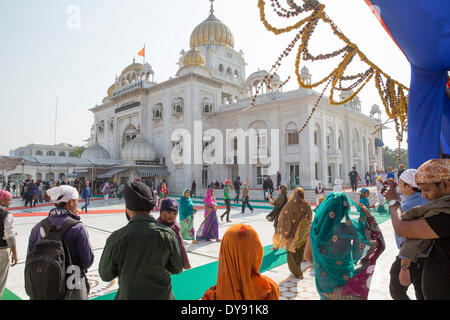 Sikh, le Gurdwara Bangla Sahib Sikh, maison de prière, Delhi, New Delhi, l'Asie, ville, ville, église, religion, Banque D'Images