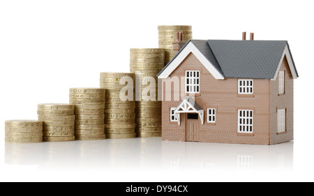 Concept de la valeur de la propriété, chambre et coin isolé sur fond blanc Banque D'Images
