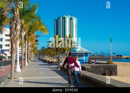 La plage Playa del Reducto, Arrecife, Lanzarote, Canary Islands, Spain, Europe Banque D'Images