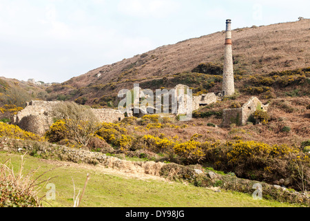 Kenidjack, une ancienne mine d'étain de Cornouailles et de l'arsenic, Cornwall, England, UK Banque D'Images