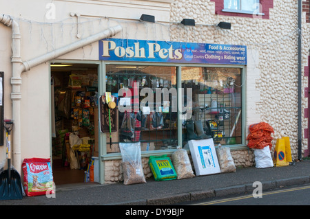 Les locaux de vente d'aliments pour animaux de compagnie Animaux Domestiques Chic & accessoires avec des vêtements d'équitation dans Holt, Norfolk. Banque D'Images