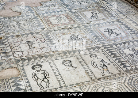 Mosaïques de l'ancienne villa romaine ARMIRA, banlieue sud-est de la Bulgarie, la villa romaine Banque D'Images