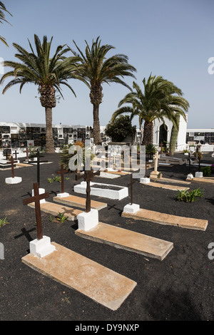 Cimetière, Haria, Lanzarote, îles Canaries, Espagne Banque D'Images