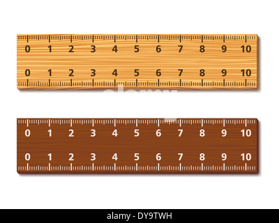 Les règles en bois sur fond blanc Banque D'Images