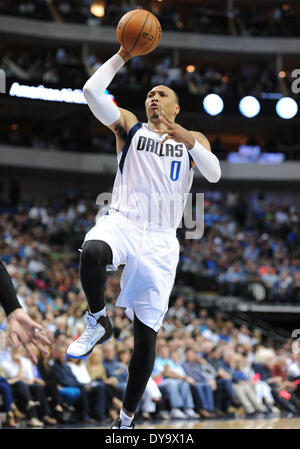 Avr 10, 2014 : l'avant Dallas Mavericks Shawn Marion # 0 lors d'un match de la NBA entre les San Antonio Spurs et les Dallas Mavericks à l'American Airlines Center de Dallas, TX San Antonio battu Dallas 109-100 Banque D'Images