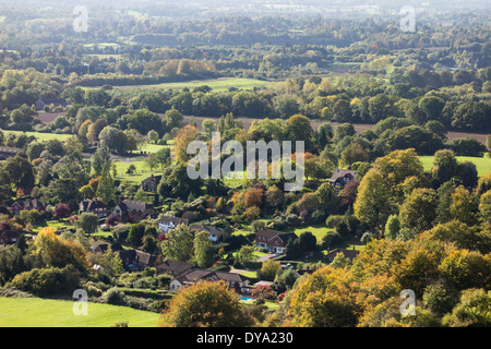 Avis de Surrey Hills de Colley Hill, Reigate, Surrey, UK Banque D'Images