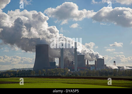 Bergheim, du lignite, l'Allemagne, l'Erft, Europe, power station, Niederaußem, Nordrhein, RWE, Westphalie, l'énergie, l'environnement Banque D'Images