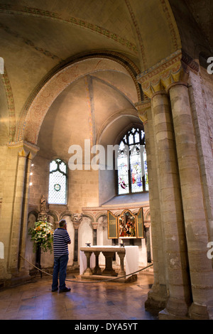 Royaume-uni, Angleterre, Norwich, Norfolk, Cathédrale, chapelle de Jésus, avec une peinture murale originale Banque D'Images