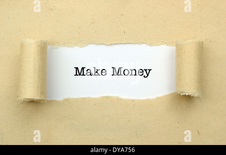 Faire de l'argent sur papier hole Banque D'Images