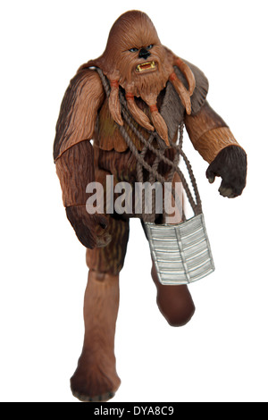 Chewbacca Star Wars action figure isolé sur fond blanc Banque D'Images