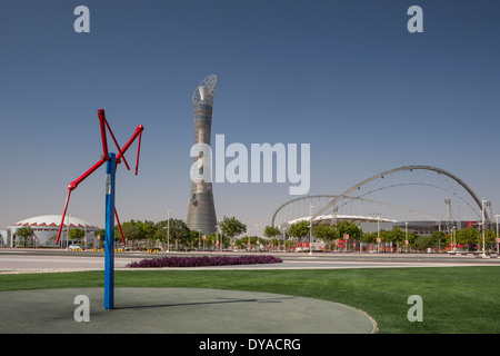 Doha Qatar Khalifa aspire Moyen-orient architecture city park grand stade sportif international tour touristique travel Banque D'Images