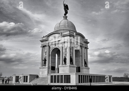 Arizona Memorial à Gettysburg National Military Park en noir et blanc Banque D'Images