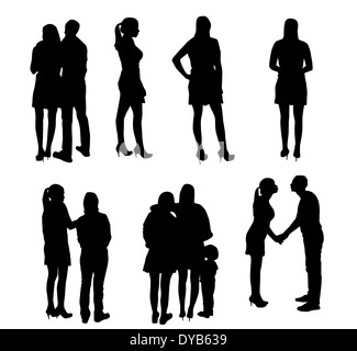 Ensemble de personnes Silhouette. Vector Illustration. Banque D'Images