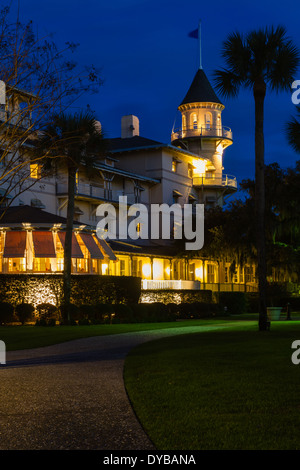 Le Jekyll Island Club Hotel au crépuscule, Jekyll Island, Géorgie Banque D'Images