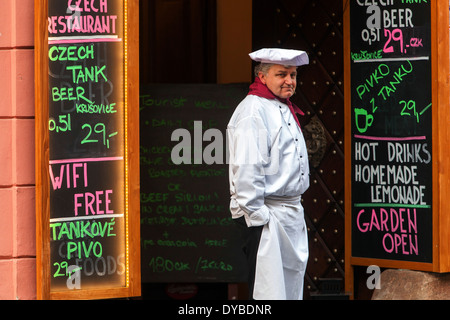 Chef hors bar Prague Banque D'Images