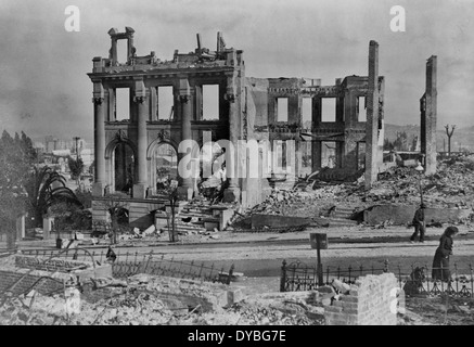 Ruines après tremblement de terre de San Francisco, 1906 Banque D'Images