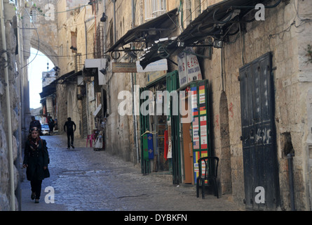 Ruelle dans le quartier musulman, vieille ville de Jérusalem, Israël Banque D'Images