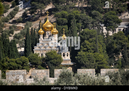 Eglise orthodoxe russe de Marie Madeleine, Mont des Oliviers, Jérusalem, Israël Banque D'Images