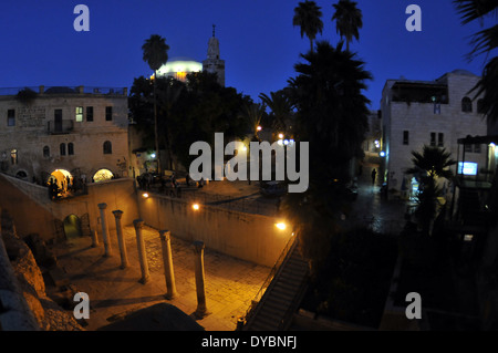 Au cour du quartier juif dans la nuit, la vieille ville de Jérusalem, Israël Banque D'Images