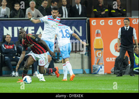 Milan, Italie. 13 avr, 2014. Balotelli (Milan) au cours de la série Amatch entre Milan vs Catane, le 13 avril 2014. Credit : Adamo Di Loreto/NurPhoto ZUMAPRESS.com/Alamy/Live News Banque D'Images