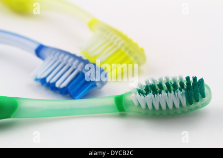 Brosses à dents colorées, Close up Banque D'Images