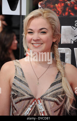 L'actrice Lenay Dunn arrive à la 2014 MTV Movie Awards au Nokia Theatre L.A. Vivre à Los Angeles, USA, le 13 avril 2014. Photo : Hubert Boesl/DPA - PAS DE SERVICE DE FIL Banque D'Images