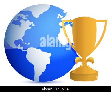 Coupe trophée globe illustration design over white Banque D'Images