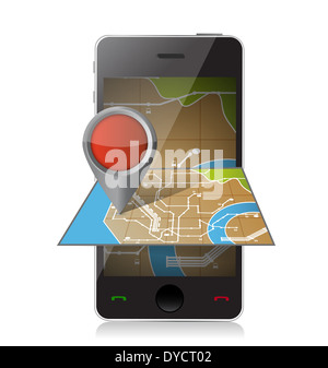 Navigation mobile smart phone. lacunes illustration design over white Banque D'Images