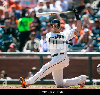 20 avril 2013 : le voltigeur des Giants de San Francisco Michael Morse (38) au bâton lors de la MLB baseball match entre les Rockies du Colorado et les Giants de San Francisco à AT&T Park à San Francisco CA. Les géants vaincus les Rocheuses 5-4. Damon Tarver/Cal Sport Media Banque D'Images