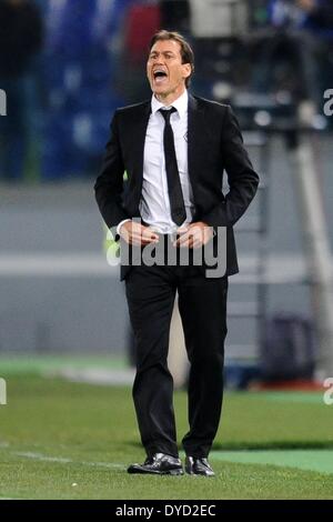 Rome, Italie. Apr 12, 2014. Ligue de football Serie A match. Que les Roms par rapport à l'Opération Atalanta. Rudi Garcia, les Roms. Credit : Action Plus Sport/Alamy Live News Banque D'Images