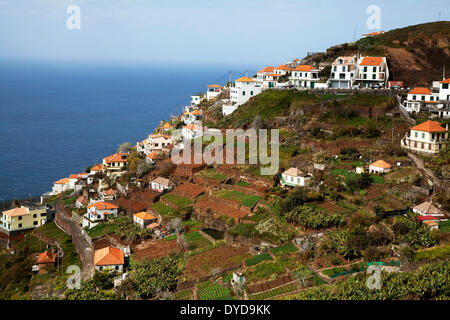 Village sur la côte, près de Ribeira Brava, Madeira, Portugal Banque D'Images