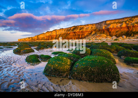 Hunstanton cliffs montrant les différentes couches de roche. Banque D'Images