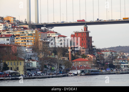 Pont Fatih Sultan Mehmet sur le détroit du Bosphore, Istanbul en Turquie. Banque D'Images