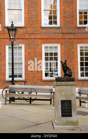 Londres, Angleterre, Royaume-Uni. Hodge - sculpture en bronze (John Bickley; 1997) du chat du Dr Samuel Johnson, sur la place Gough, à côté de sa maison. Banque D'Images