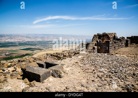 Belvoir crusader forteresse surplombant la vallée du Jourdain, Galilée, Israël. Banque D'Images